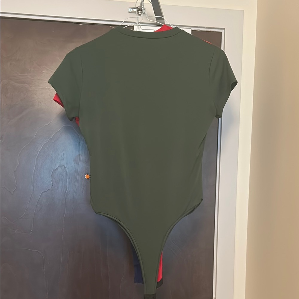 Olive Green t-shirt style round neck, bodysuit